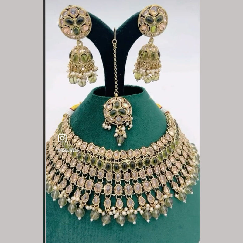 Shree Chamunda Jewellers Gold Plated Kundan Stone And Pearls Choker Necklace Set