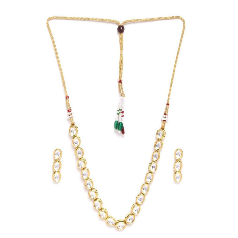 Shree Chamunda Jewellers Gold Plated Kundan Stone  Necklace Set