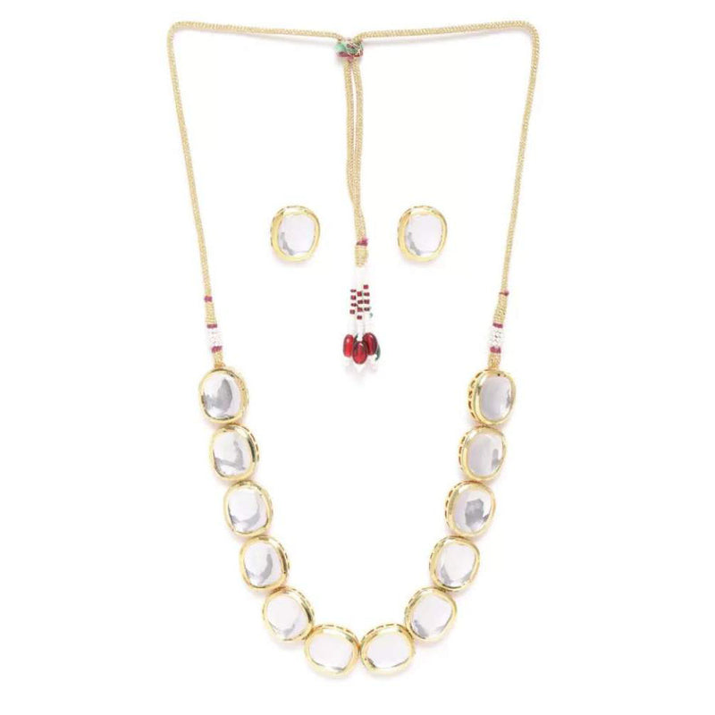 Shree Chamunda Jewellers Gold Plated Kundan Stone  Necklace Set