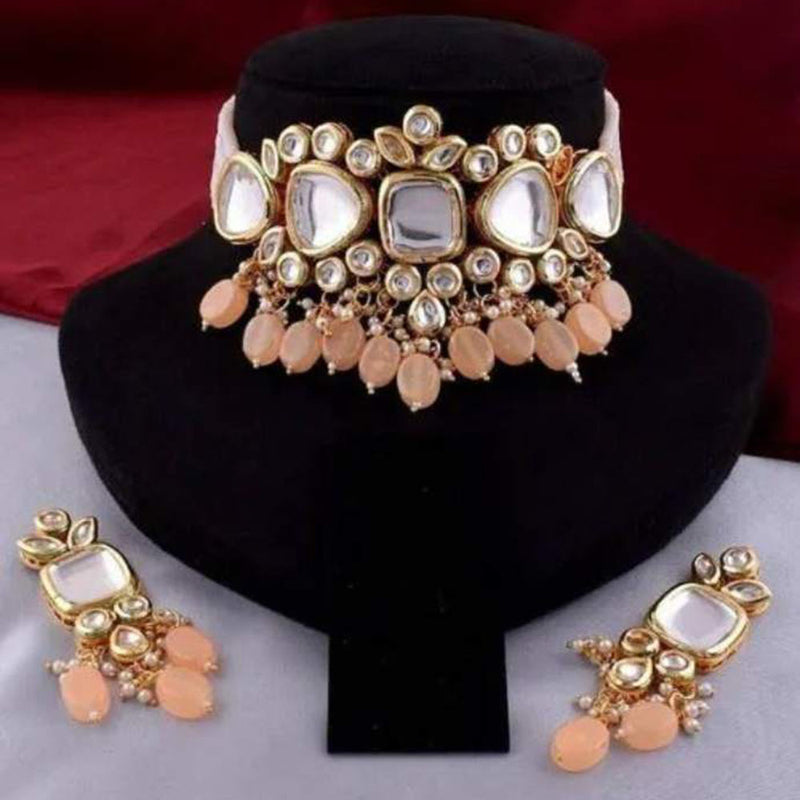 Shree Chamunda Jewellers Gold Plated Kundan Stone Choker Necklace Set