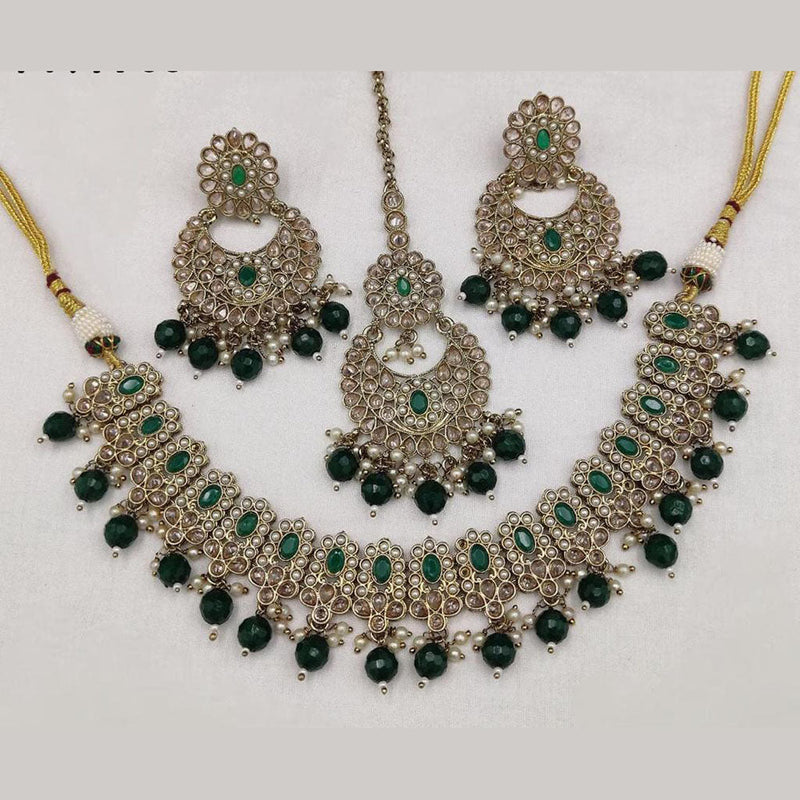 Shree Chamunda Jewellers Gold Plated Crystal Stone And Beads Necklace Set