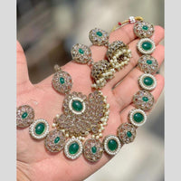 Shree Chamunda Jewellers Gold Plated Crystal Stone And Pearls Necklace Set