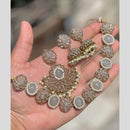 Shree Chamunda Jewellers Gold Plated Crystal Stone And Pearls Necklace Set
