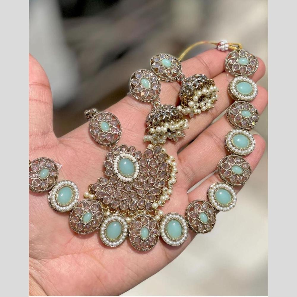 Shree Chamunda Jewellers Gold Plated Crystal Stone And Pearls Necklace Set