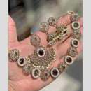 Shree Chamunda Jewellers Gold Plated Crystal Stone And Pearls Necklace Set