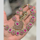 Shree Chamunda Jewellers Gold Plated Crystal Stone And Pearls Necklace Set