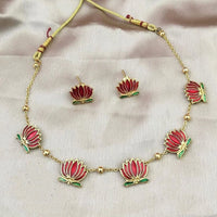 Shree Chamunda Lotus Design Meenakari Necklace Set