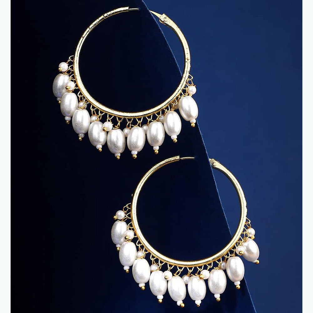 Shree Chamunda Jewellers Chrome Tones Pearls Earrings