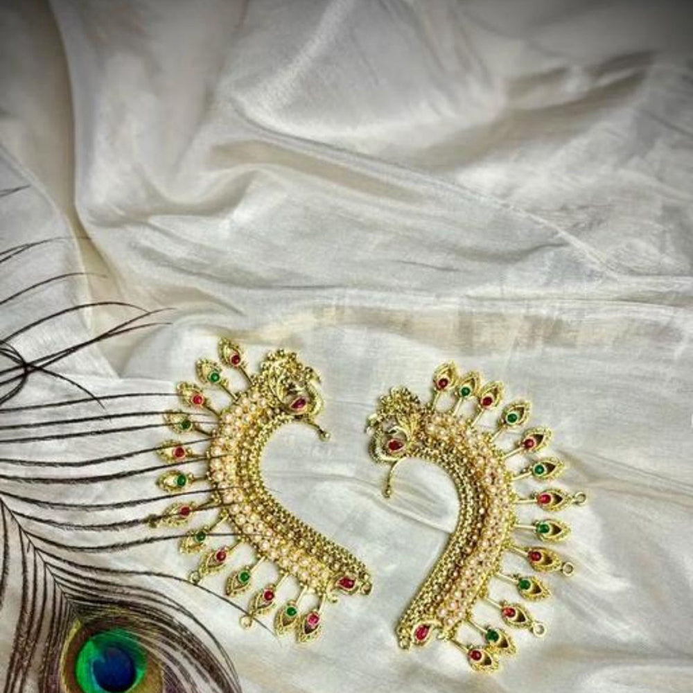 Shree Chamunda Jewellers Regal Radiance Pota Stone And Pearl Earrcuffs