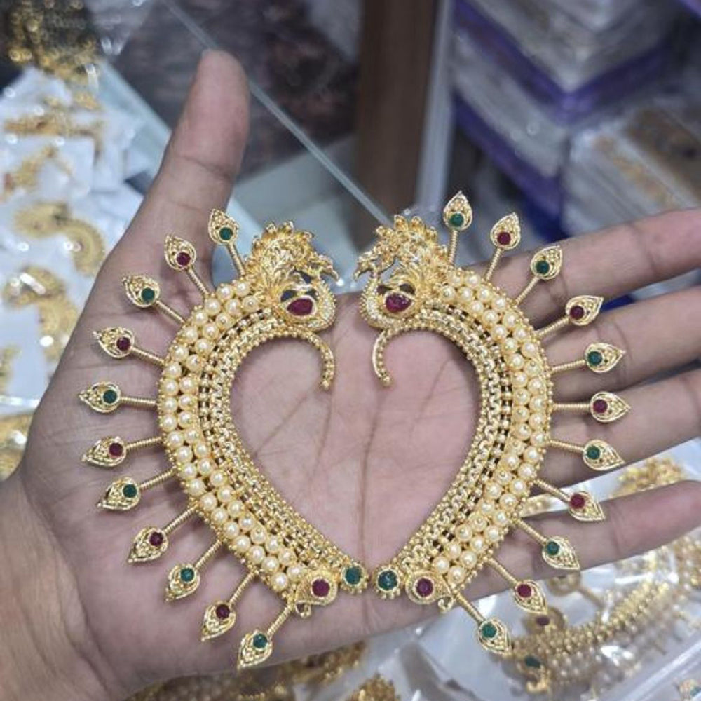 Shree Chamunda Jewellers Regal Radiance Pota Stone And Pearl Earrcuffs