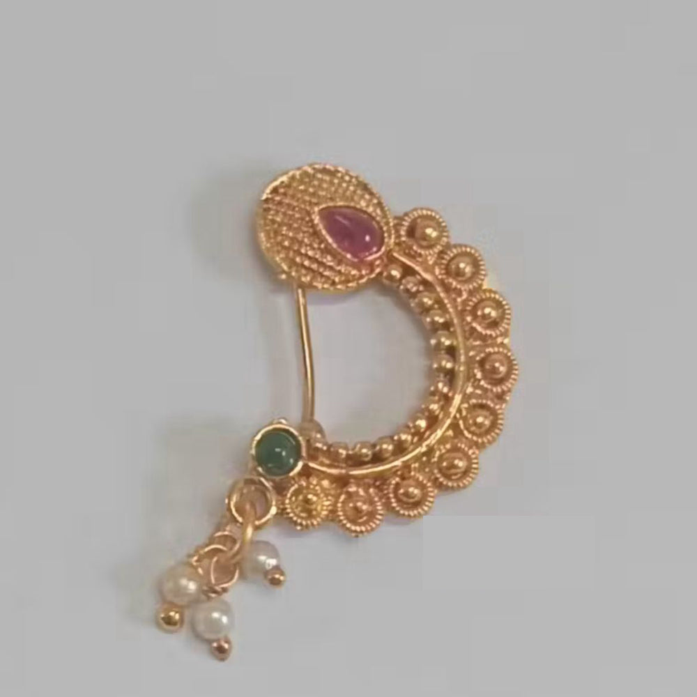 Shree Chamunda Jewellers Glowing Grace Pota And Pearl Nose Ring
