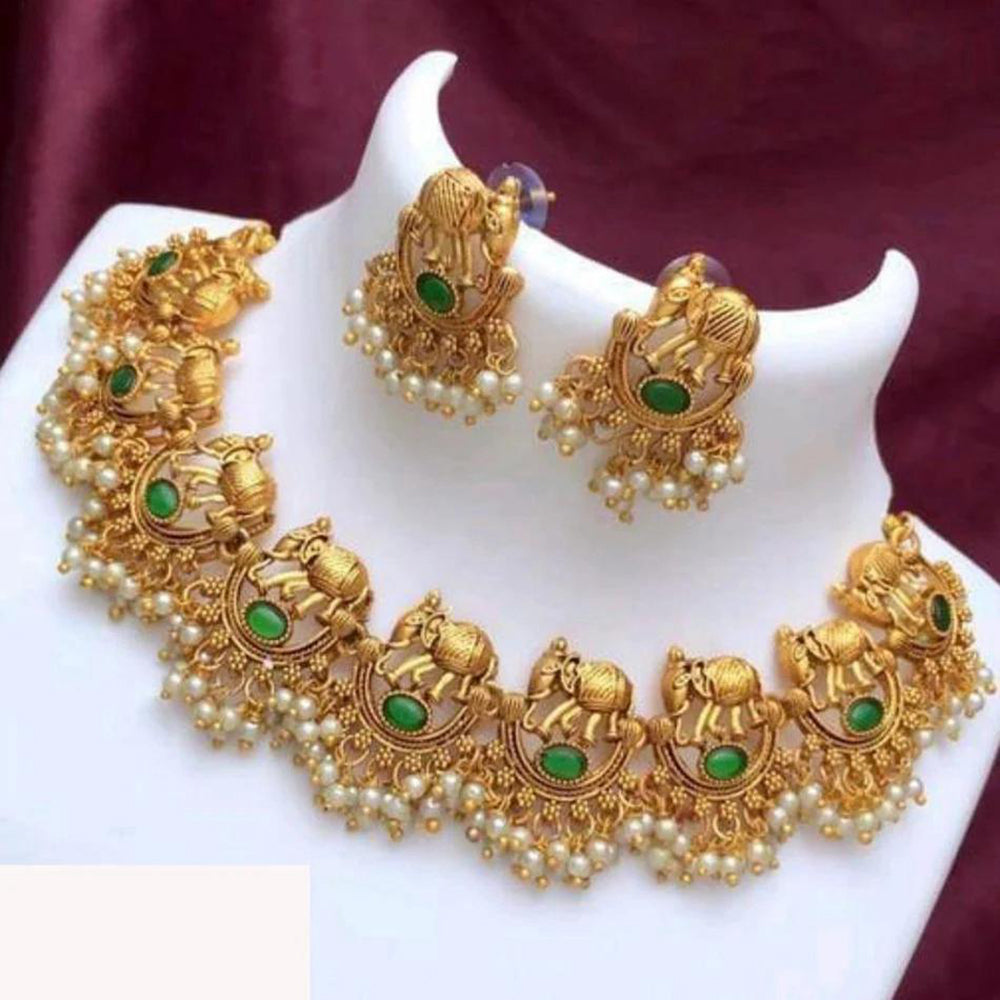 Shree Chamunda Jewellers Timeless Glam Pota Stone And Pearl Necklace Set
