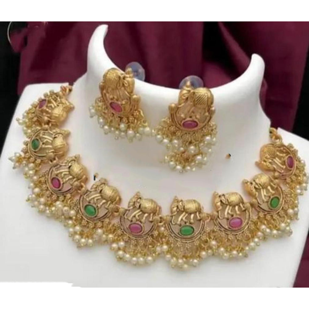Shree Chamunda Jewellers Timeless Glam Pota Stone And Pearl Necklace Set