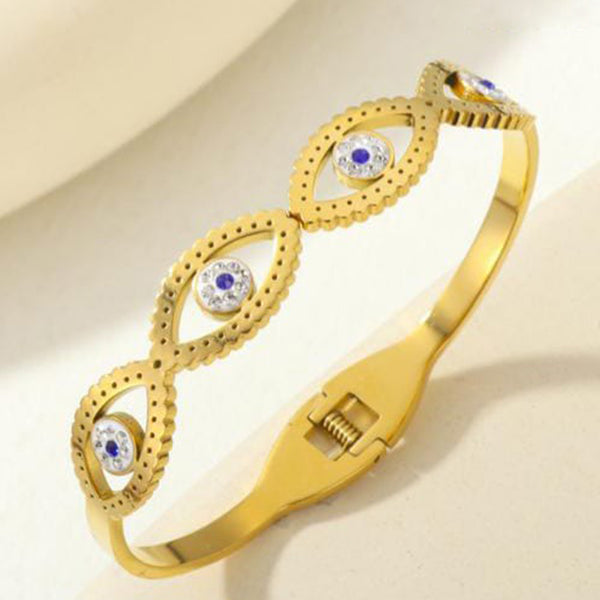 Tarohi Jewels Gold Plated Austrian Stone Openable Bracelet