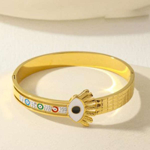 Tarohi Jewels Gold Plated Evil Eye Openable Bracelet