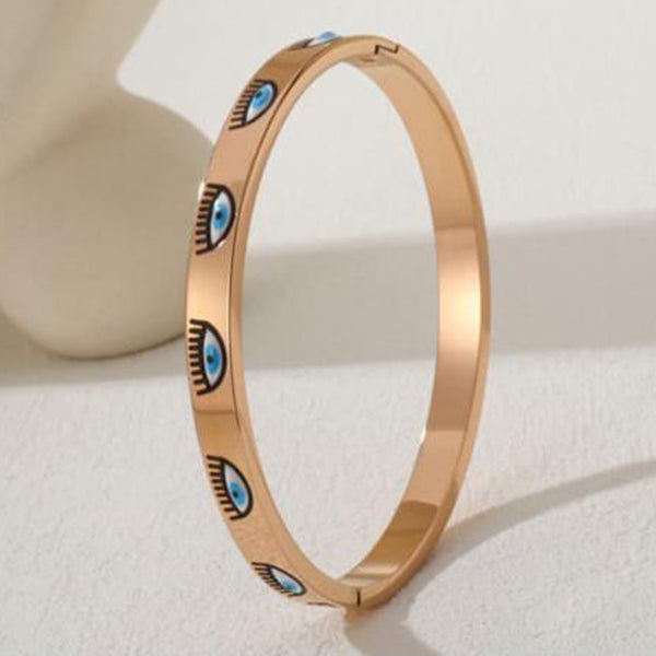Tarohi Jewels Rose Gold Plated Evil Eye Openable Bracelet