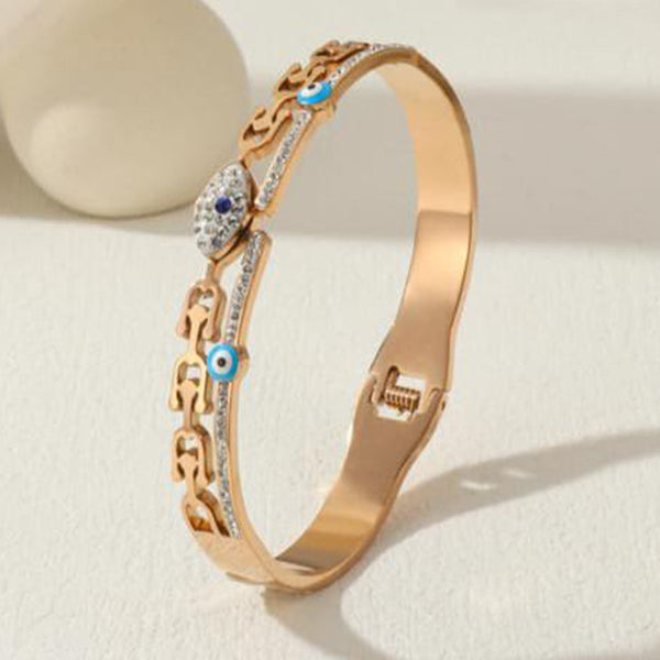 Tarohi Jewels Rose Gold Plated Austrian Stone Openable Bracelet