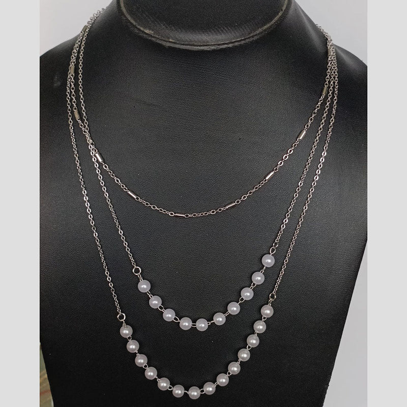 Tarohi Jewels Silver Plated Multi Layer Pearl Necklace