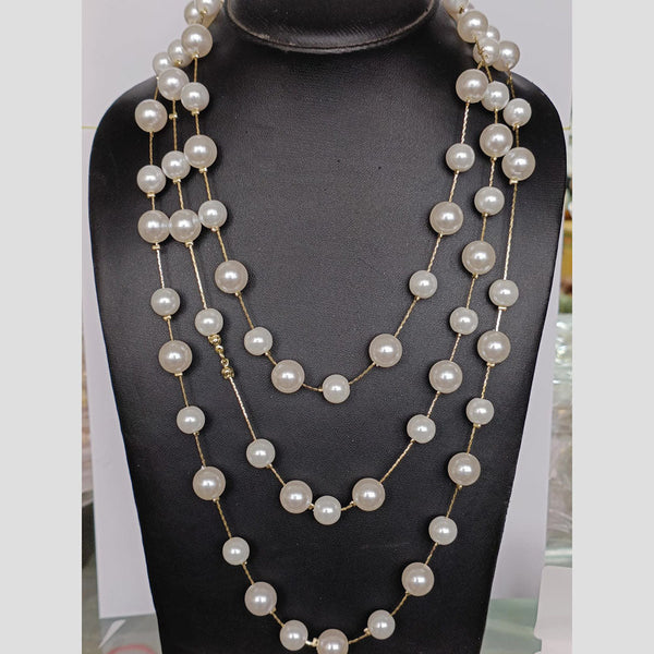 Tarohi Jewels Silver Plated Multi Layer Pearl Necklace