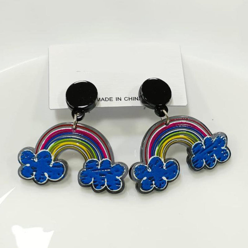 Tarohi Jewels Cute Korean Style Rainbow Shape Earrings