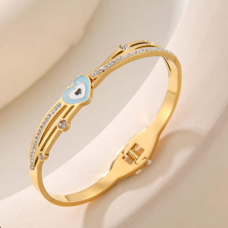 Tarohi Jewels Gold Plated Austrian Stone Openable Bracelet