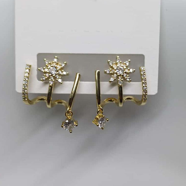 Tarohi Jewels Gold Plated Fancy Austrian Stone Studs Earrings