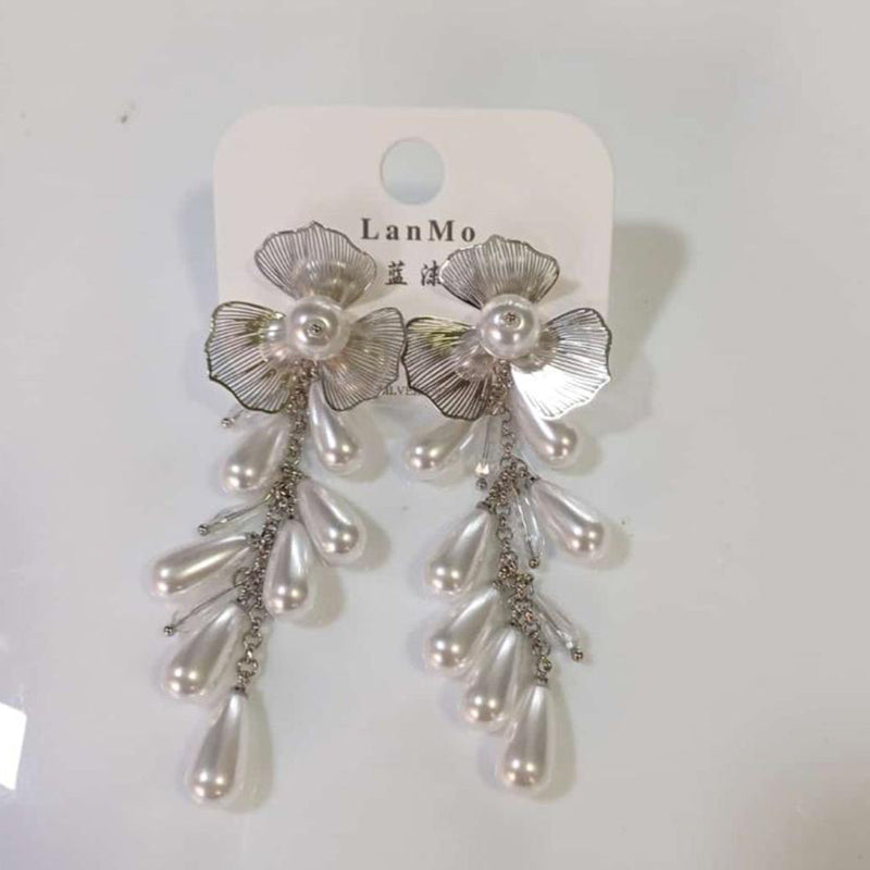 Tarohi Jewels Silver Plated Fancy Pearls Dangler Earrings