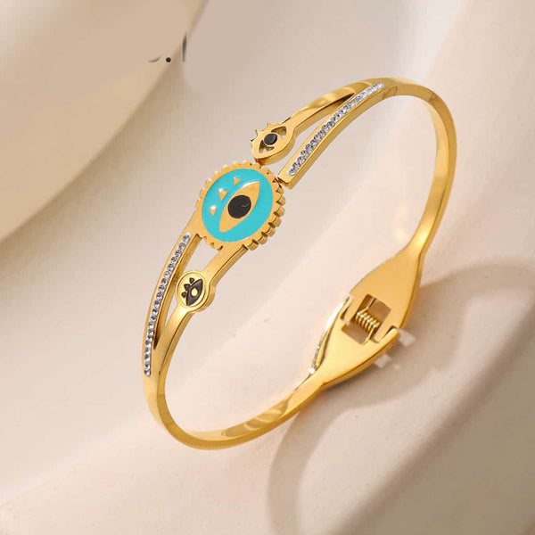 Tarohi Jewels Gold Plated Evil Eye Openable Bracelet