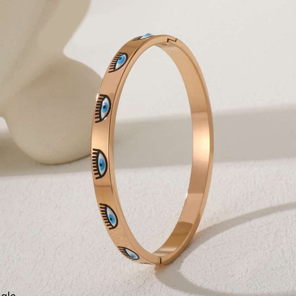 Tarohi Jewels Rose Gold Plated Evil Eye Openable Bracelet