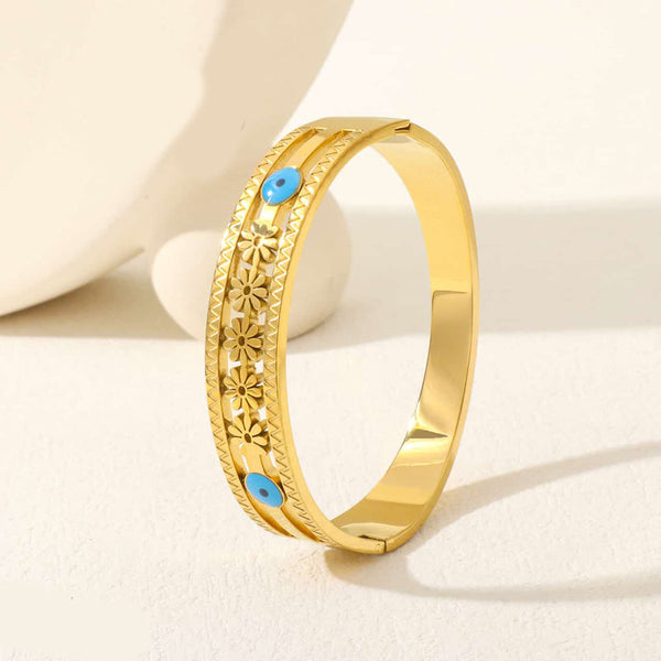 Tarohi Jewels Gold Plated Evil Eye Openable Bracelet