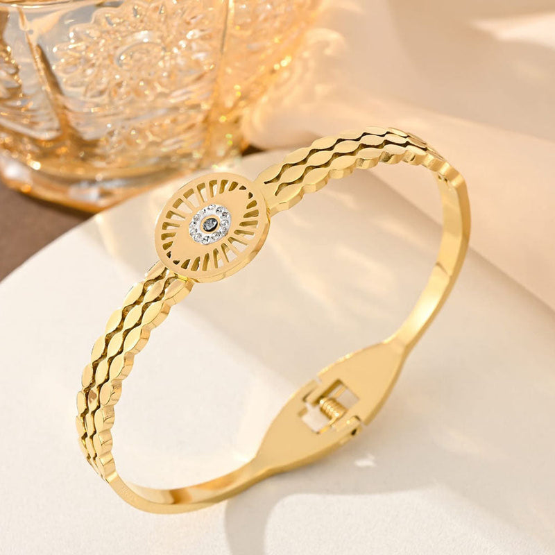 Tarohi Jewels Gold Plated Austrian Stone Openable Bracelet