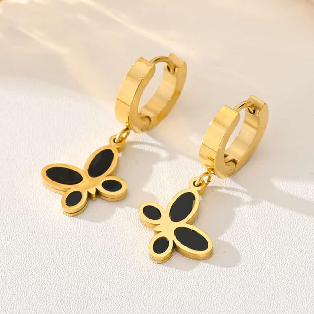 Tarohi Jewels Gold Plated Butterfly Shape Fancy Dangler Earrings