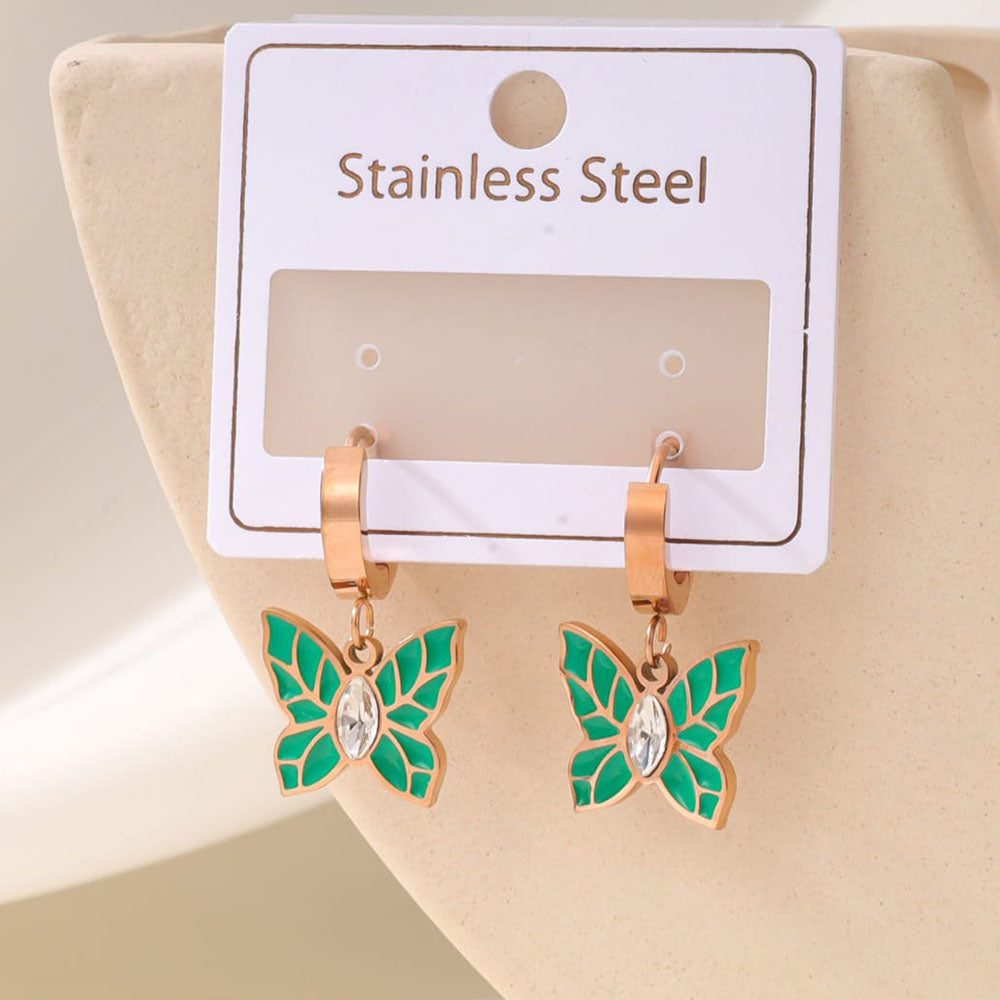 Tarohi Jewels Rose Gold Plated  Butterfly Shape Fancy Dangler Earrings