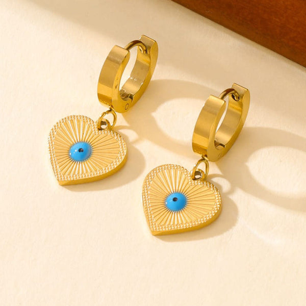 Tarohi Jewels Gold Plated Evil Eye Fancy Dangler Earrings