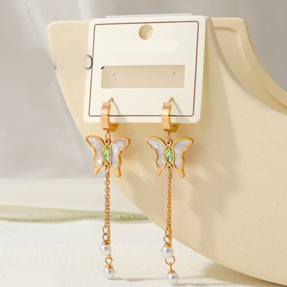 Tarohi Jewels Rose Gold Plated  Butterfly Shape Fancy Dangler Earrings