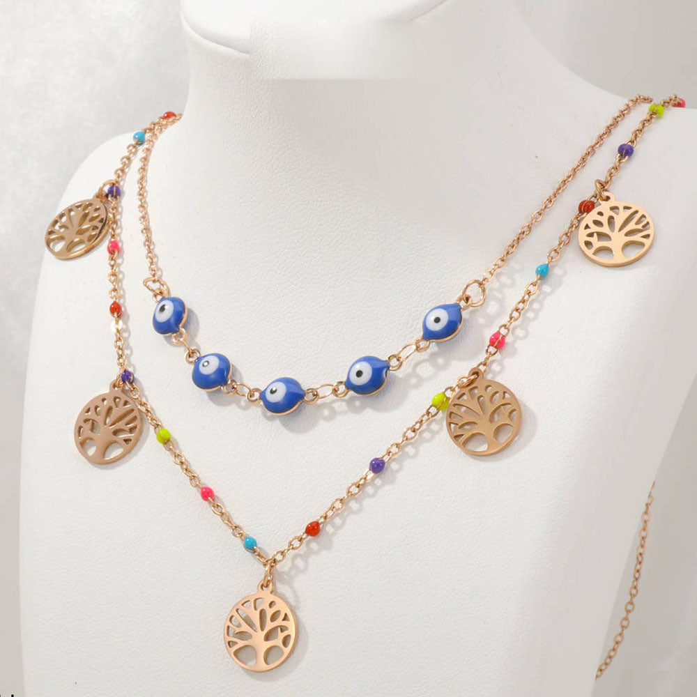 Tarohi Jewels Rose Gold Plated Austrian Stone Evil Eye Chain