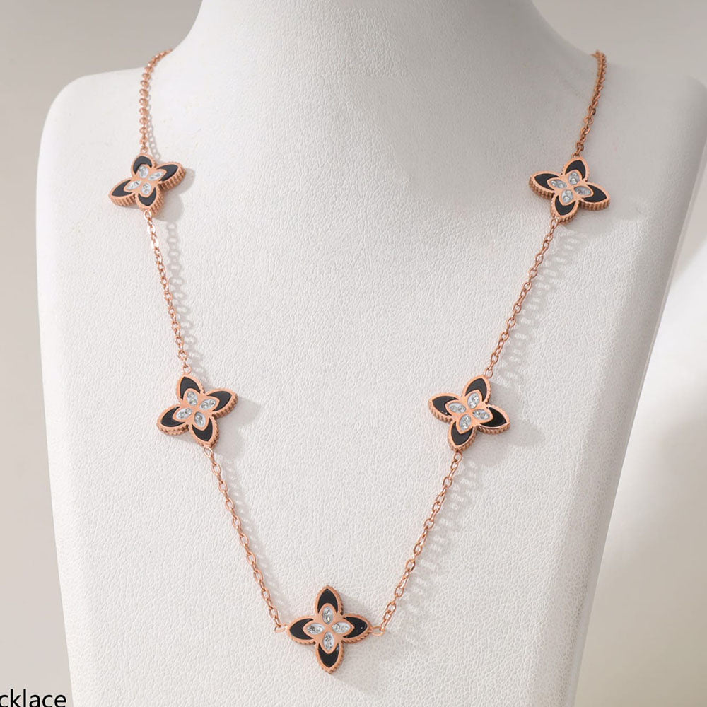 Tarohi Jewels Rose Gold Plated Crystal Stone Chain