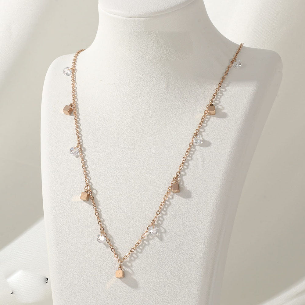 Tarohi Jewels Rose Gold Plated Austrian Stone Chain