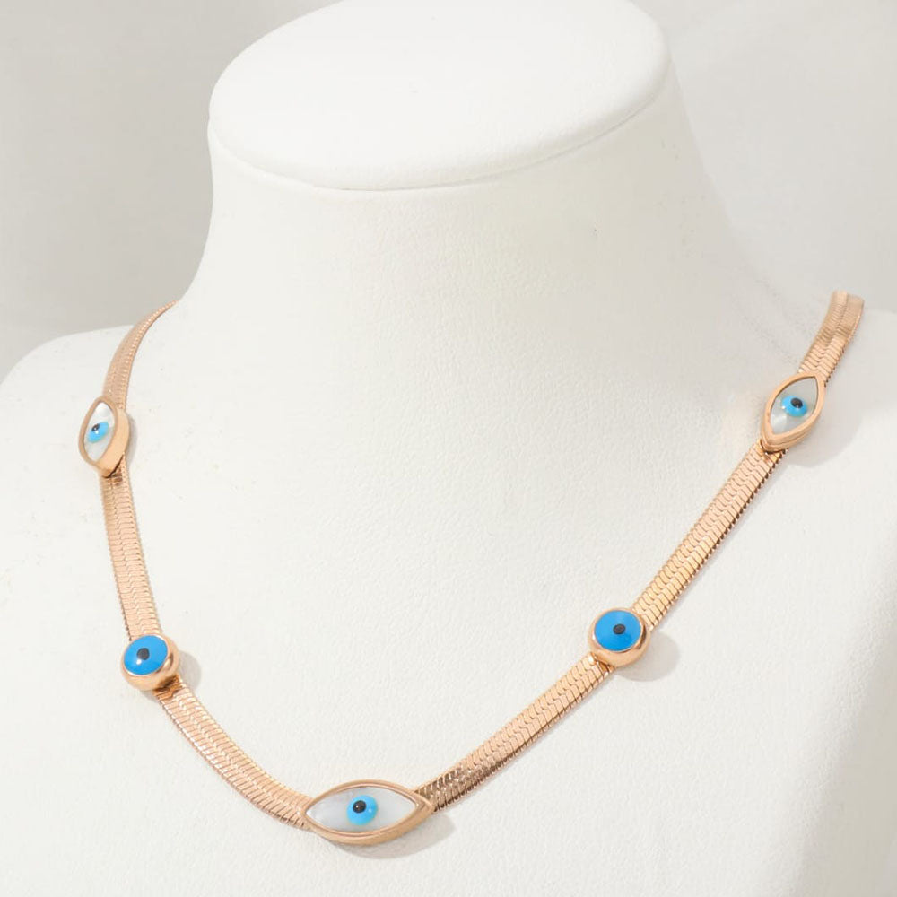 Tarohi Jewels Rose Gold Plated Austrian Stone Evil Eye Chain