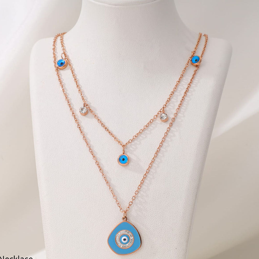 Tarohi Jewels Rose Gold Plated Austrian Stone Evil Eye Chain