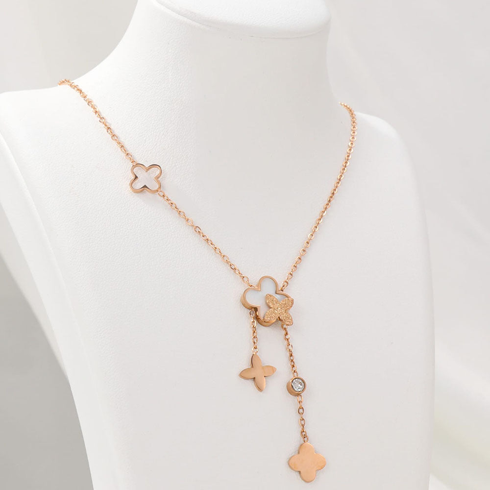 Tarohi Jewels Rose Gold Plated Crystal Stone Chain