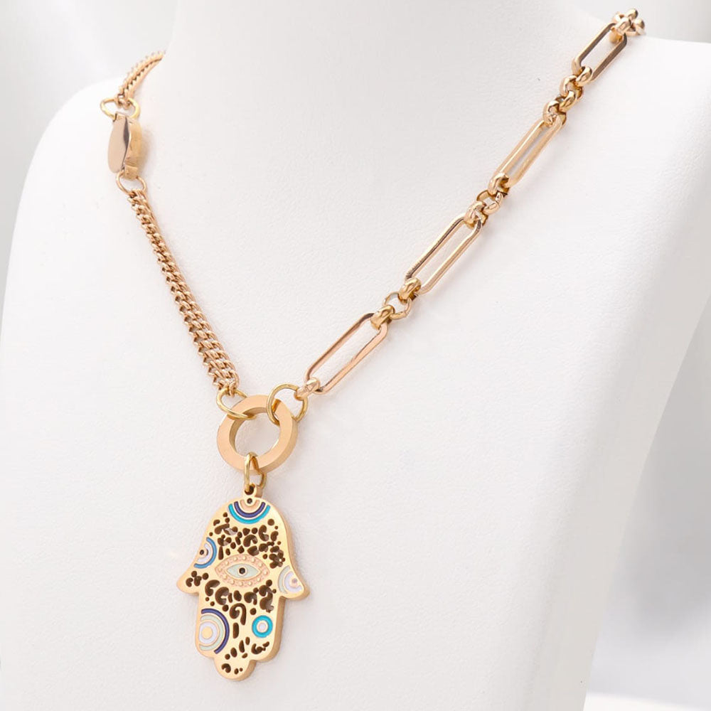 Tarohi Jewels Rose Gold Plated Austrian Stone Evil Eye Chain