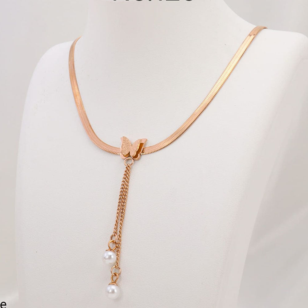 Tarohi Jewels Rose Gold Plated Butterfly Shape Chain