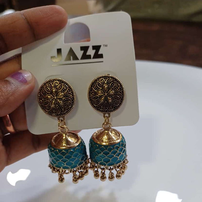 Tarohi Jewels Gold Plated Meenakari And Pearls Jhumki Earrings