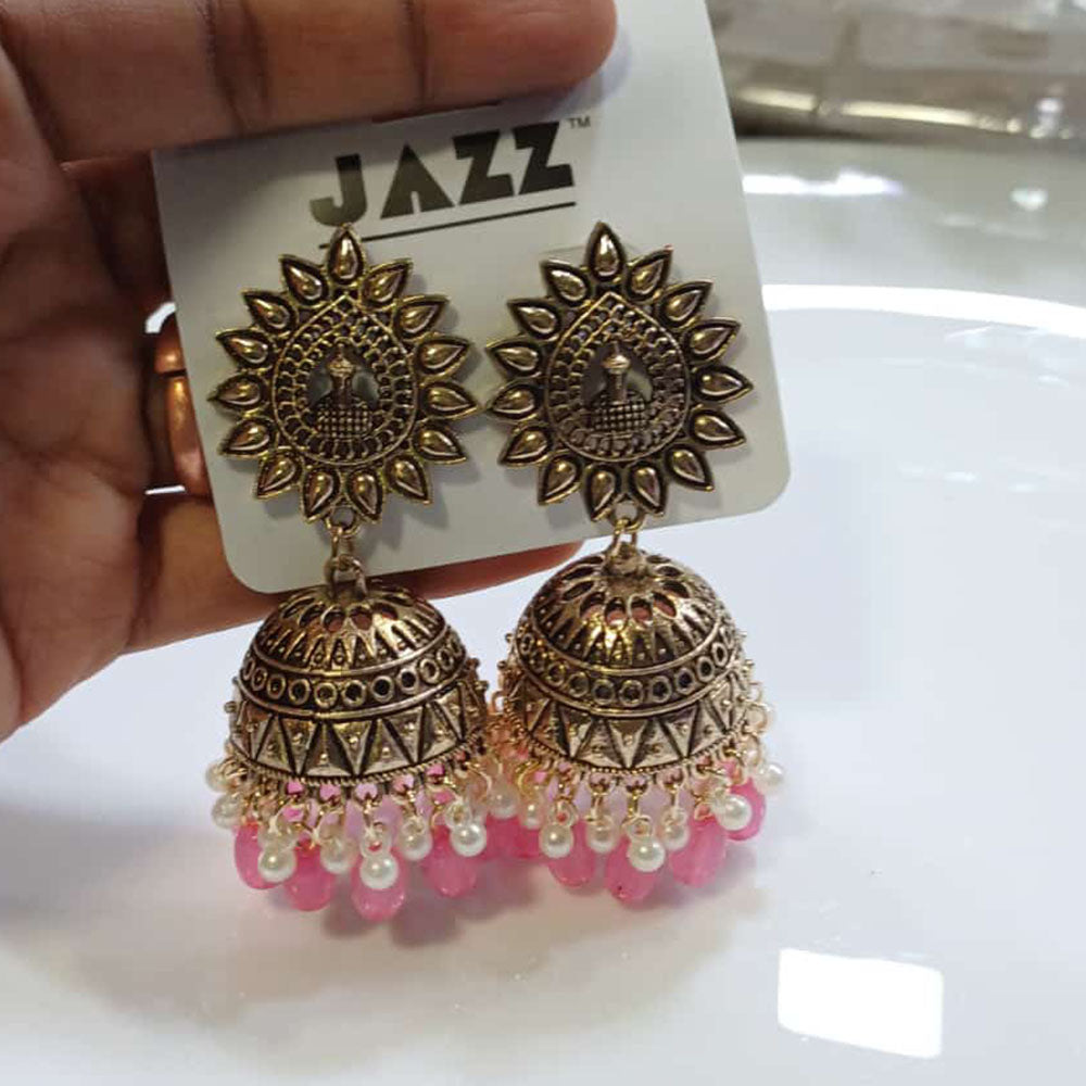 Tarohi Jewels Gold Plated Beads Jhumki Earrings