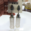 Tarohi Jewels Oxidised Plated Meenakari And Pearls Jhumki Earrings