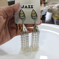 Tarohi Jewels Oxidised Plated Meenakari And Pearls Jhumki Earrings