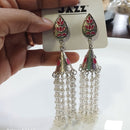 Tarohi Jewels Oxidised Plated Meenakari And Pearls Jhumki Earrings