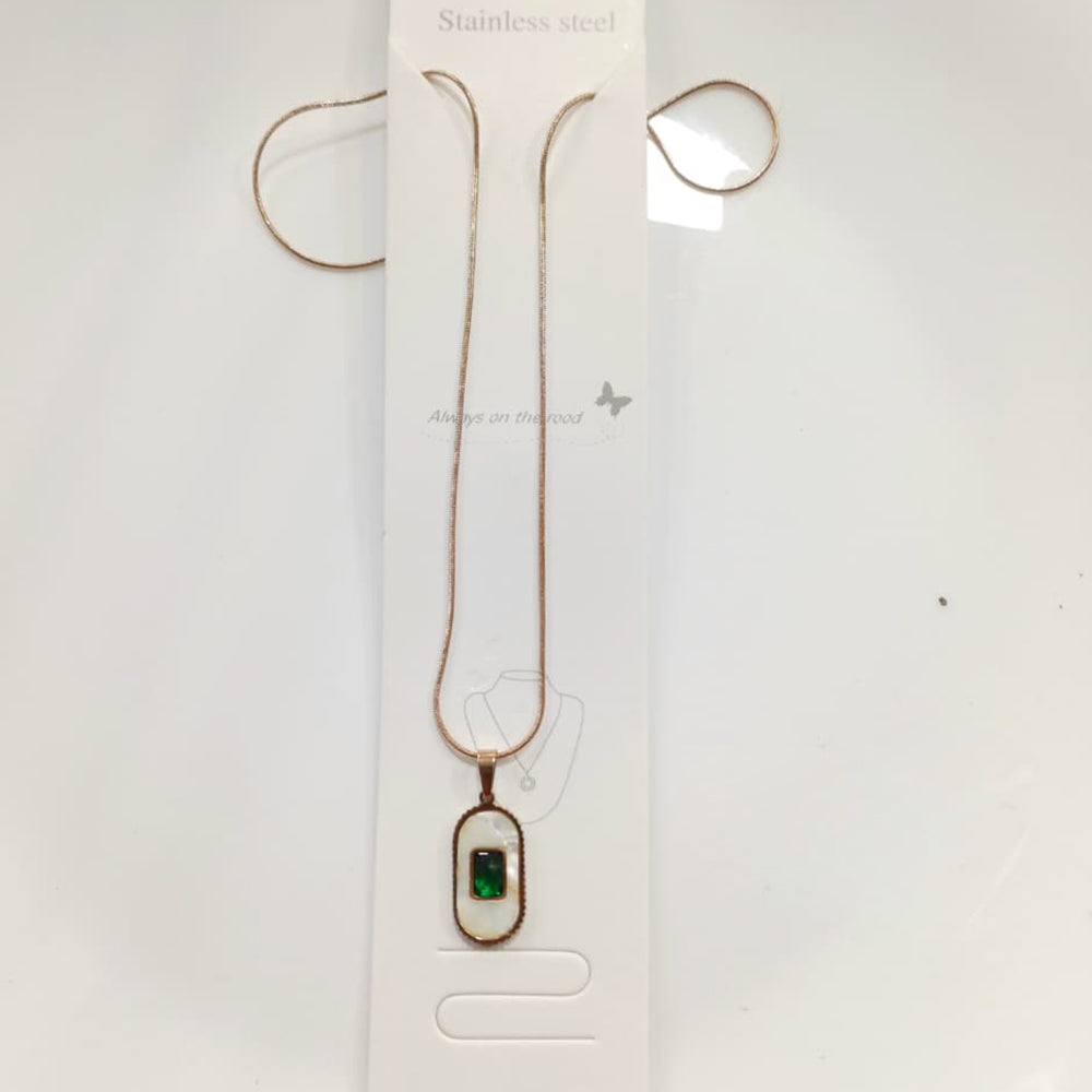 Tarohi Jewels Gold Plated Crystal Stone Chain Pendant Set
