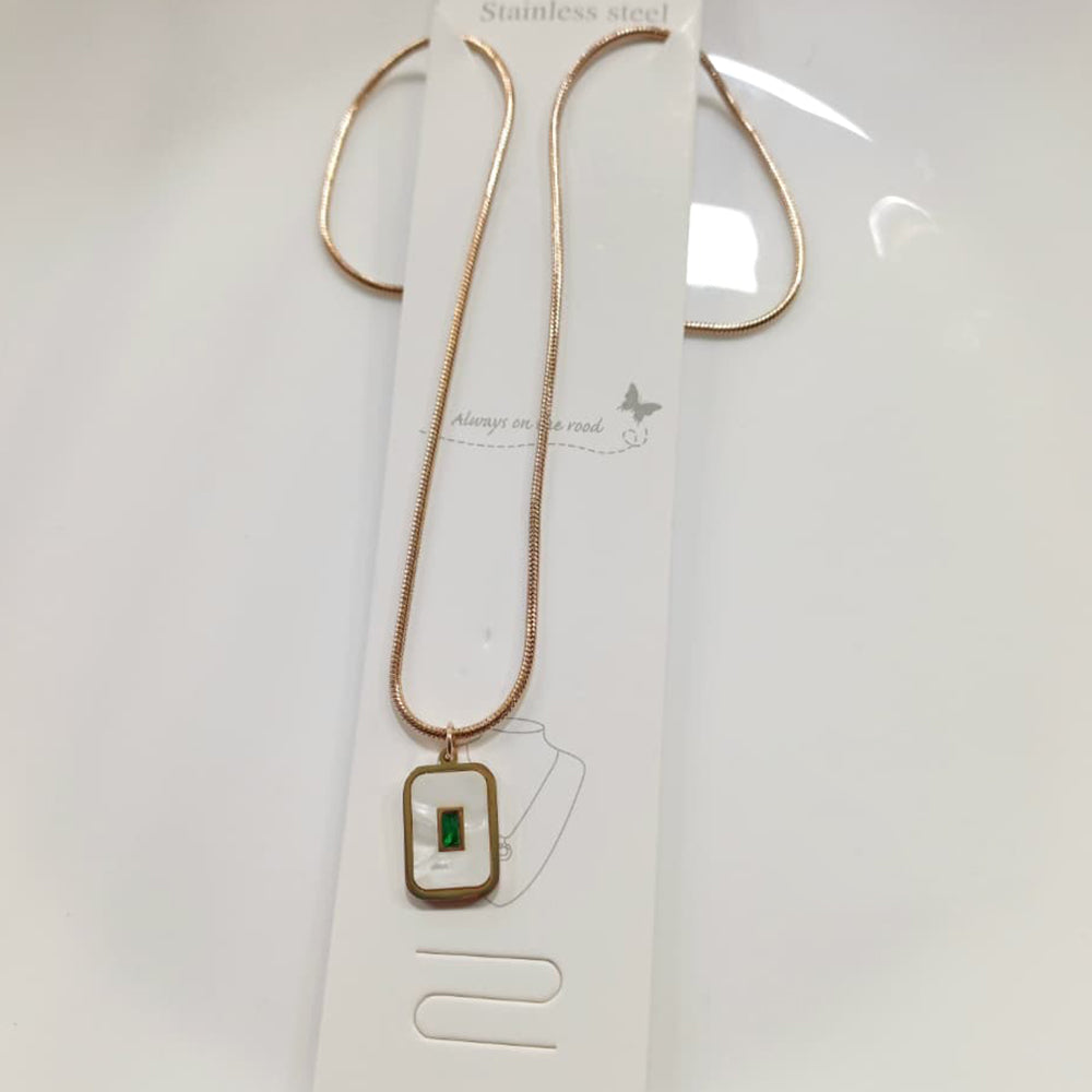 Tarohi Jewels Gold Plated Crystal Stone Chain Pendant Set